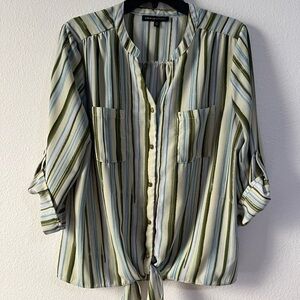 Adrienne Vittadini Multicolor Striped Lightweight Blouse, Size M, Pre-owned